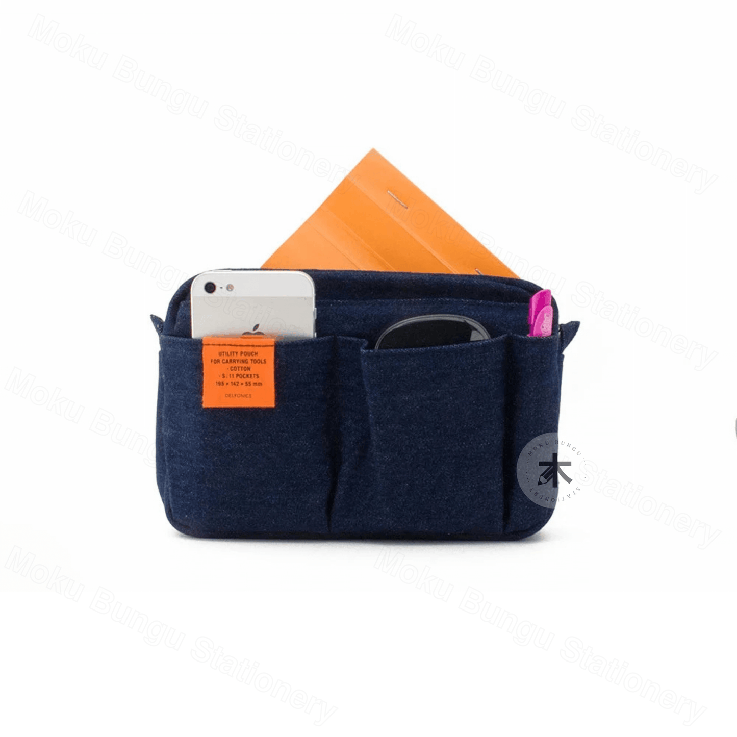 Delfonics - Utility Pouch - Inner Carrying Bag (S) - Dark Blue Denim x Orange