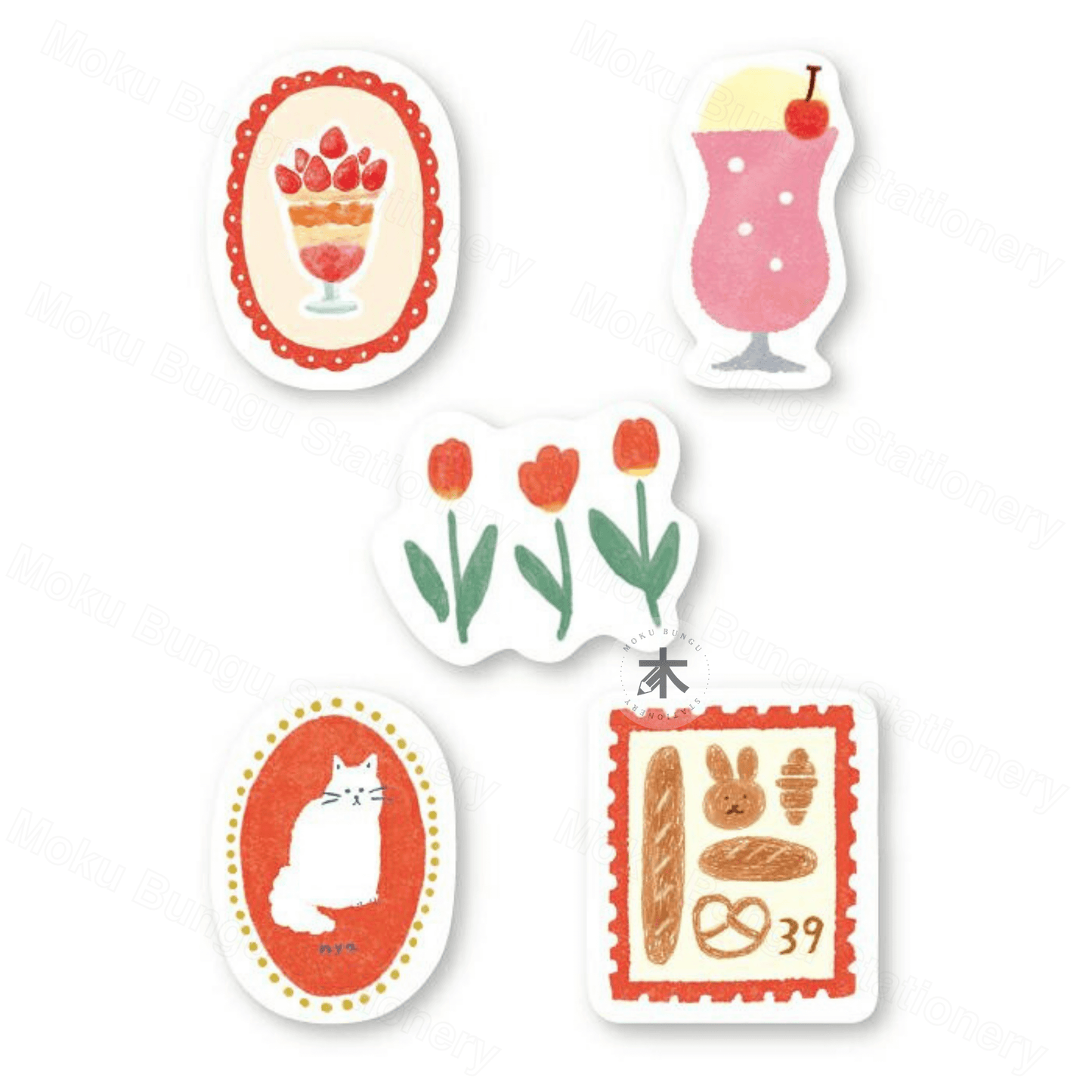 Furukawa Shiko - Washi Flake Stickers - Watashi-Biyori Series - Red