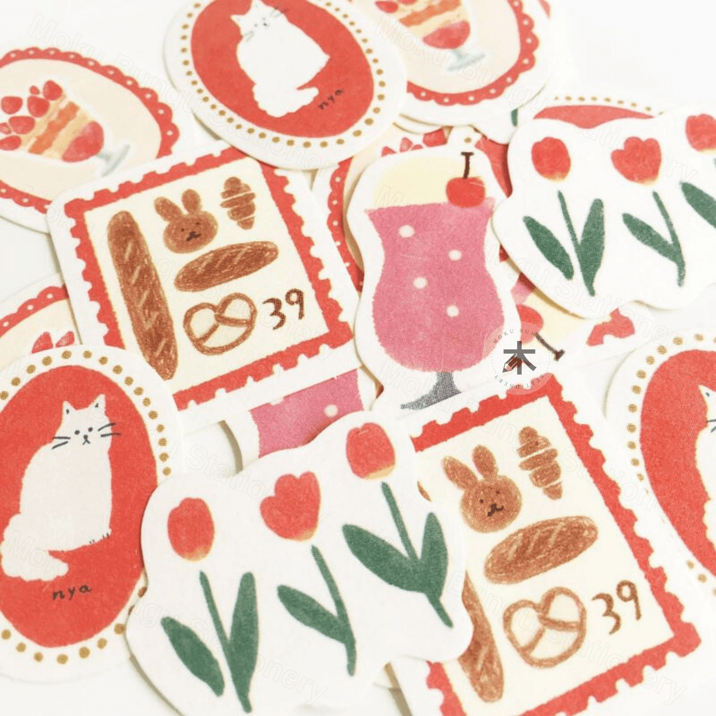 Furukawa Shiko - Washi Flake Stickers - Watashi-Biyori Series - Red