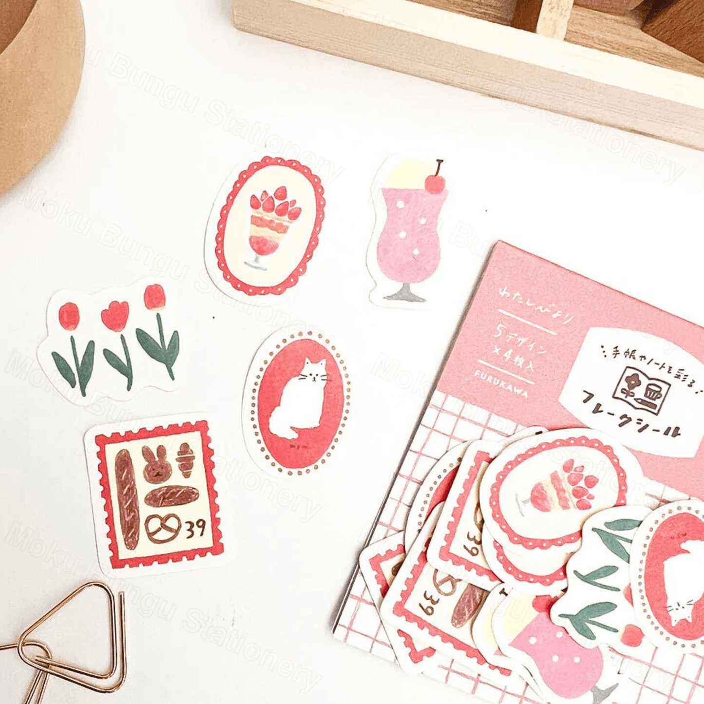 Furukawa Shiko - Washi Flake Stickers - Watashi-Biyori Series - Red