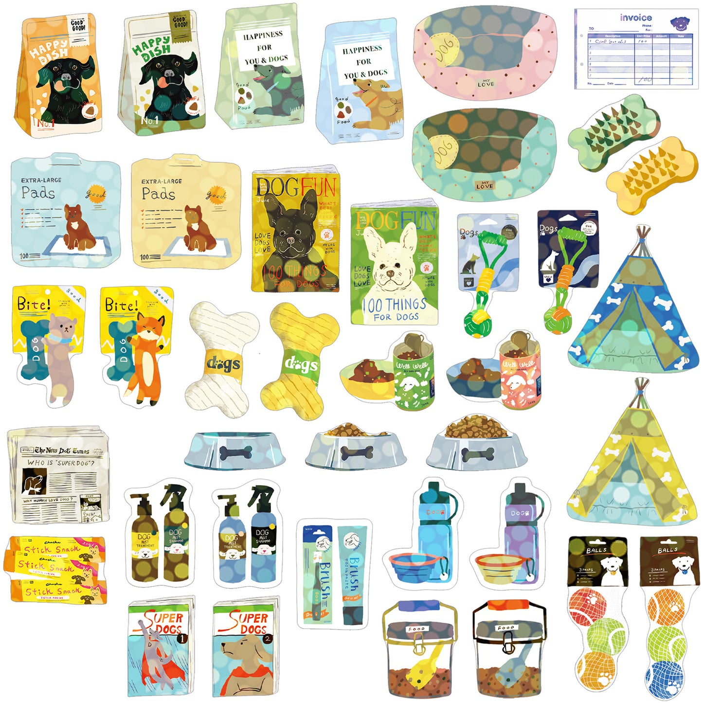 Greeting Life - Hako Seal - Mini Box of Flake Stickers - Dog Supply