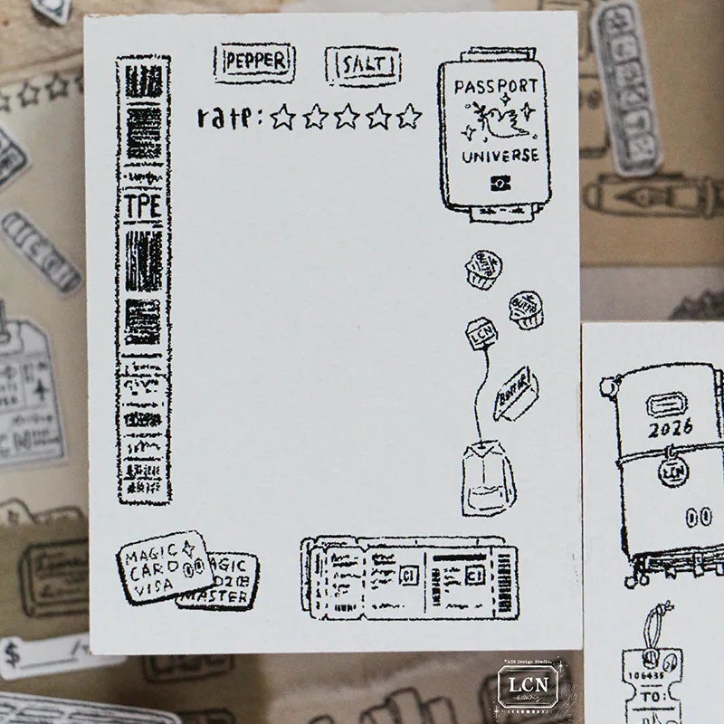 LCN Design Studio - Wooden Rubber Stamp - Travel Series - Travel 1