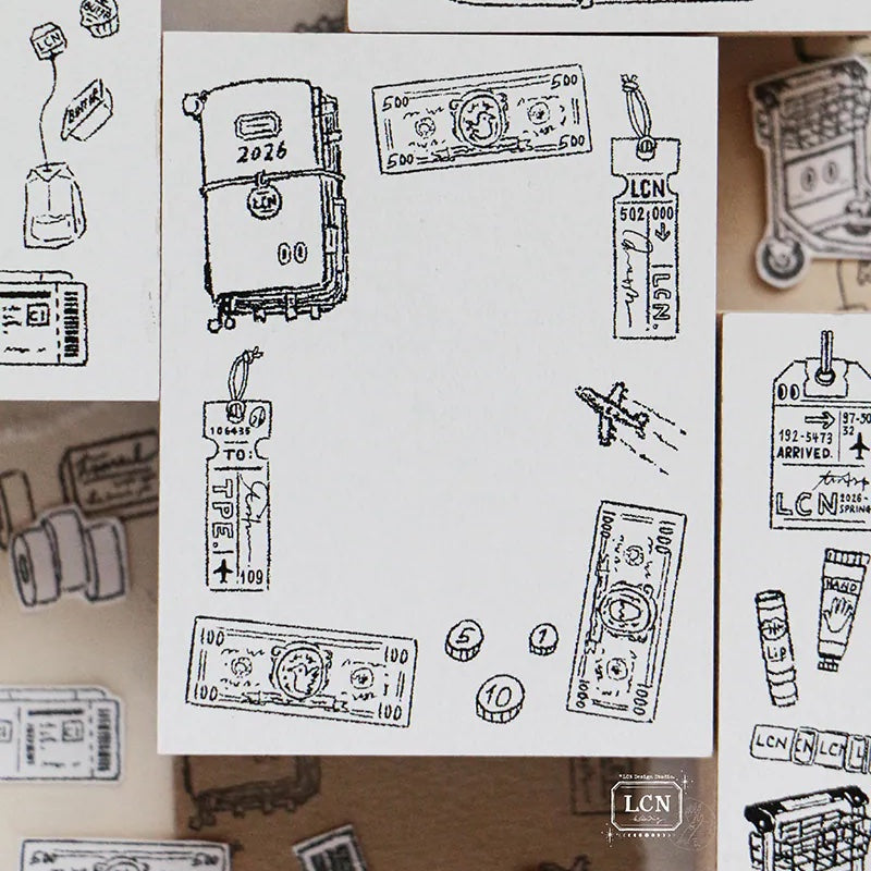 LCN Design Studio - Wooden Rubber Stamp - Travel Series - Travel 2
