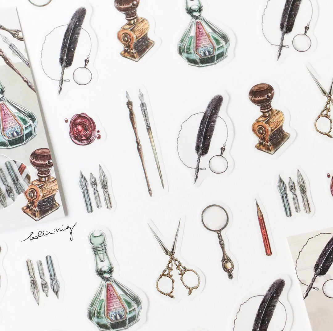 LCN Design Studio x Papier Platz - Washi Flake Stickers - Antique Stationery