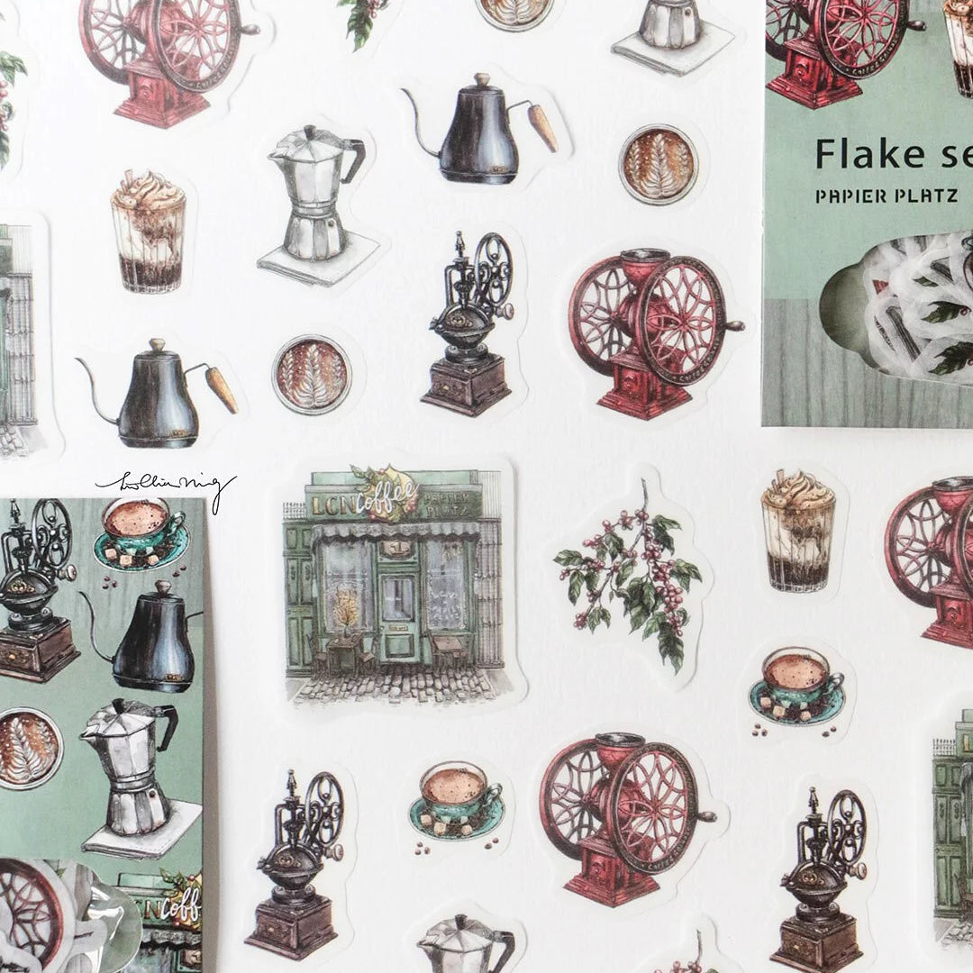 LCN Design Studio x Papier Platz - Washi Flake Stickers - Coffee Shop