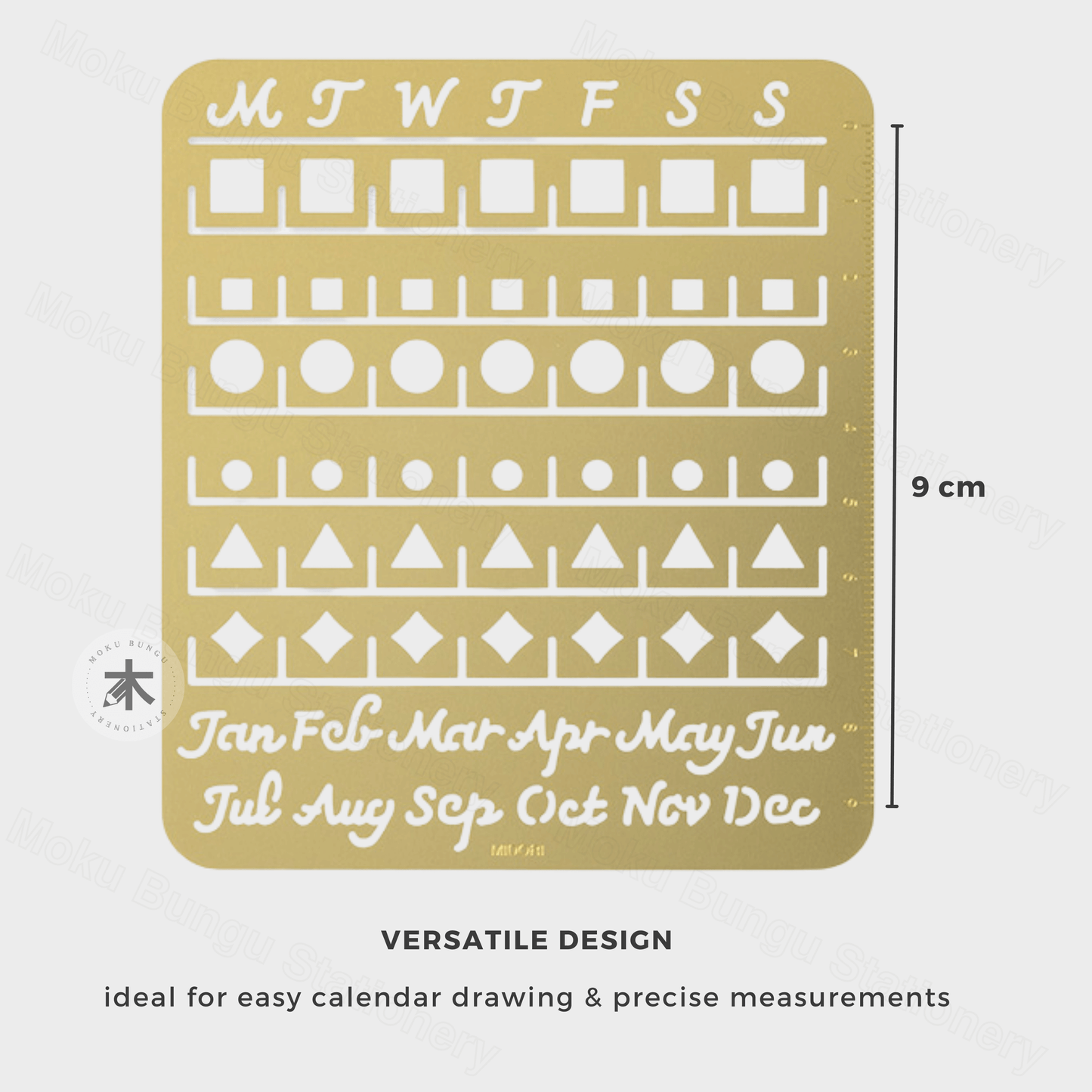 Midori - Brass Calendar Template Stencil - Monthly Block - Large