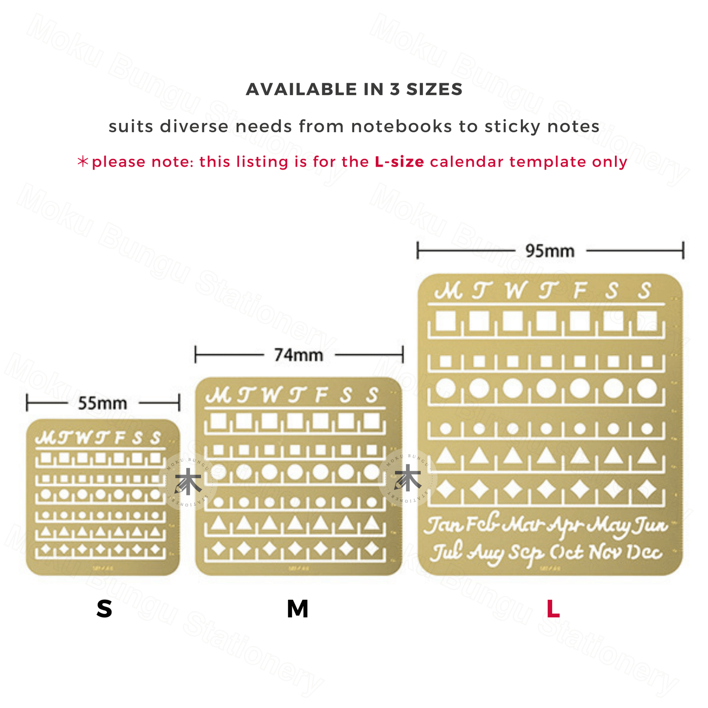 Midori - Brass Calendar Template Stencil - Monthly Block - Large