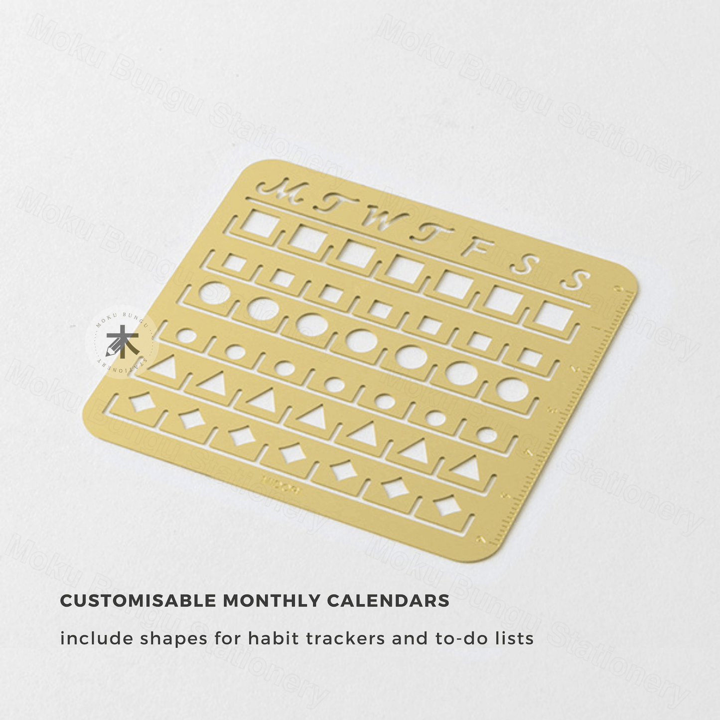 Midori - Brass Calendar Template Stencil - Monthly Block - Medium