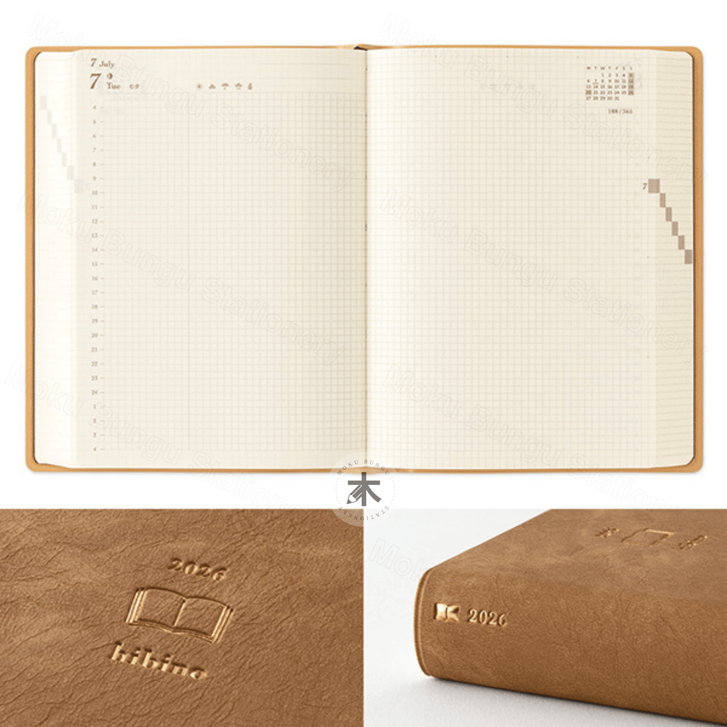 Midori - Hibino - 2026 Diary - 1 Day 2 Pages - A6 - Camel