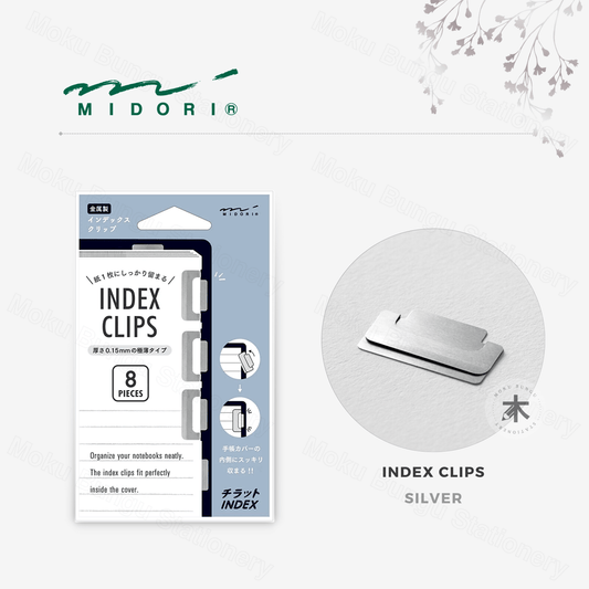 Midori - Index Clips - Set of 8 - Silver
