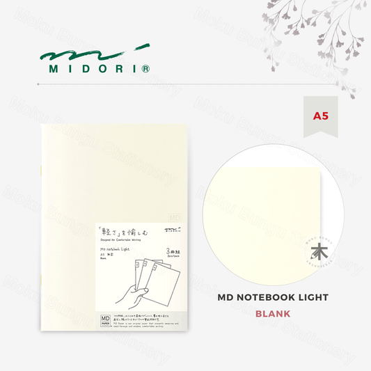 Midori - MD Notebook Light - A5 - Blank - Pack of 3