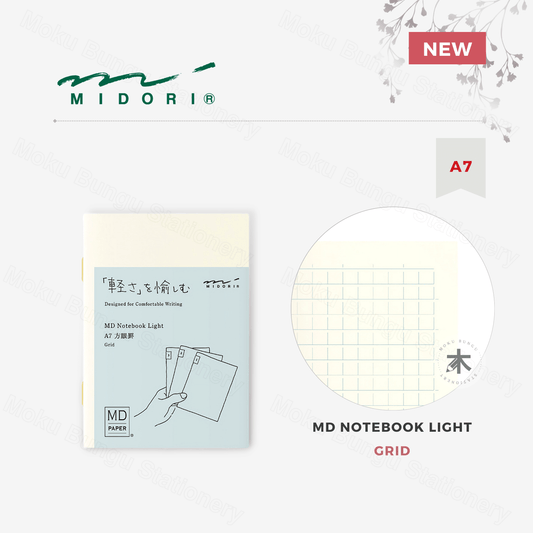 Midori - MD Notebook Light - A7 - 5mm Grid - Pack of 3