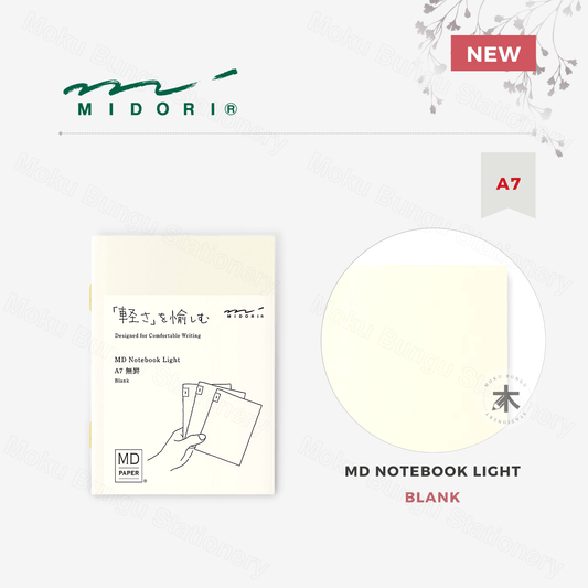 Midori - MD Notebook Light - A7 - Blank - Pack of 3