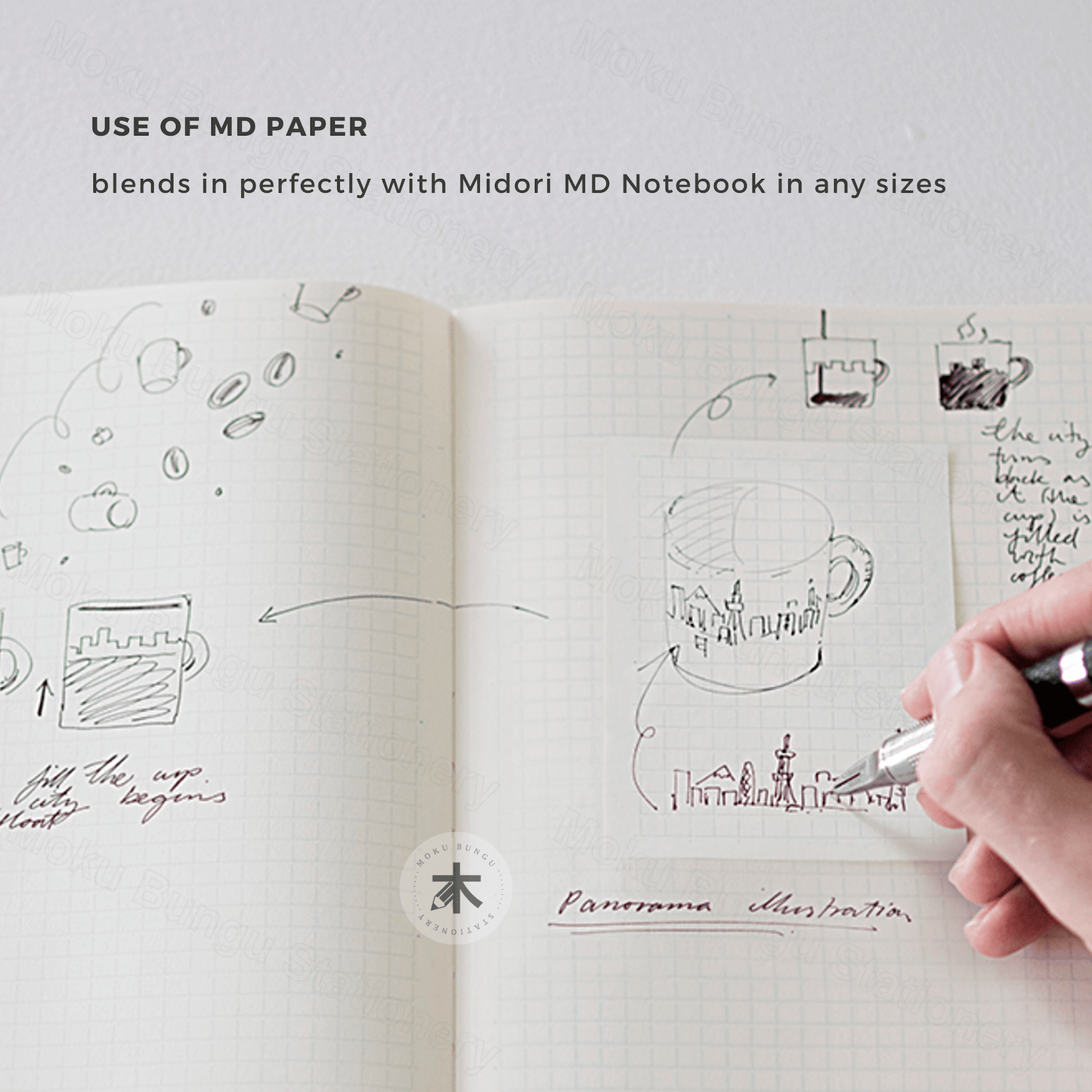 Midori - MD Sticky Memo Notepad - A7 - 5mm Grid