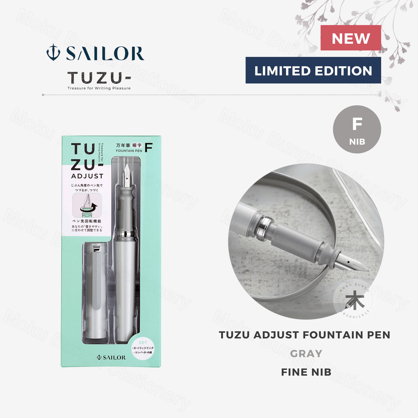 Sailor - TUZU Adjust Fountain Pen - Gray - Fine Nib