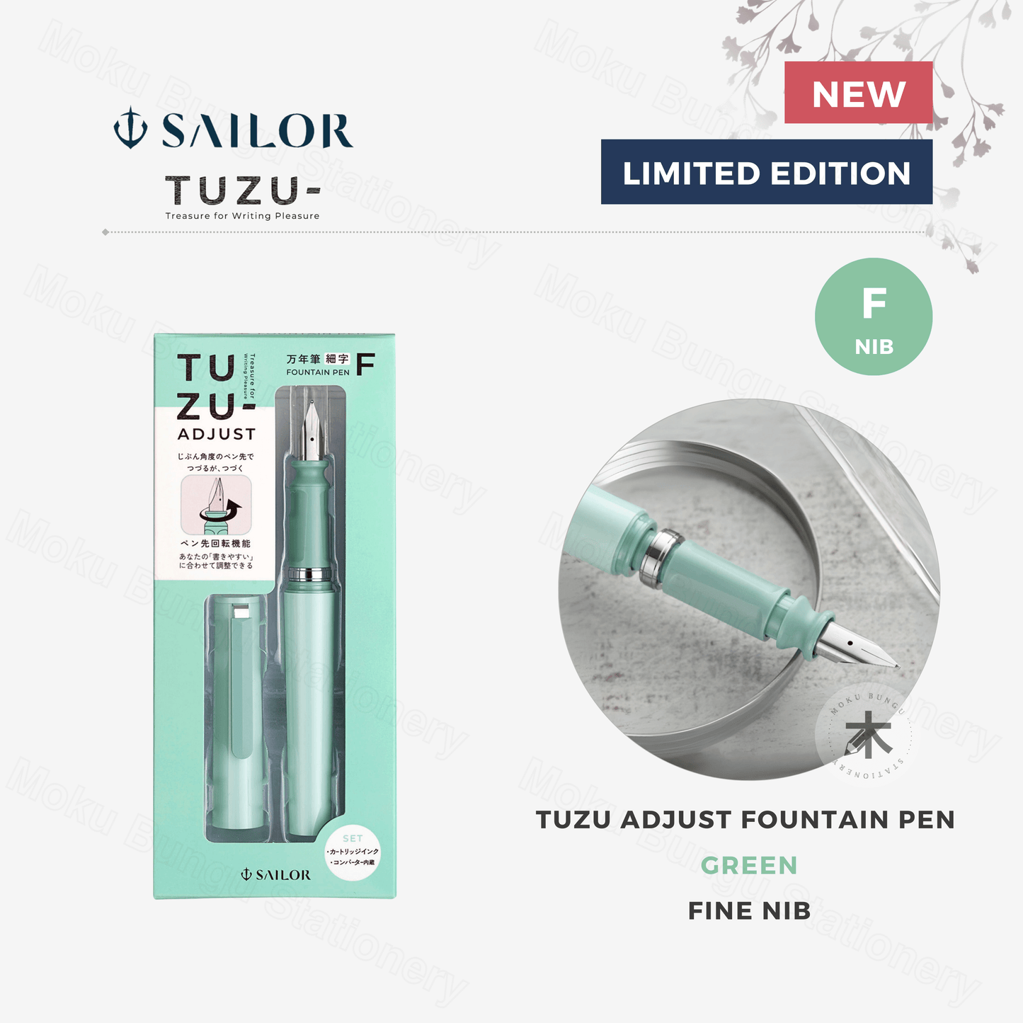 Sailor - TUZU Adjust Fountain Pen - Green - Fine Nib