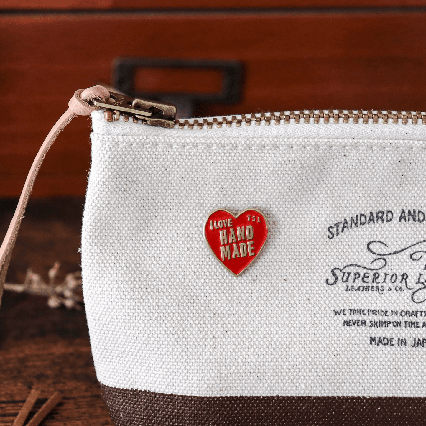 The Superior Labor - Brass Pin - Heart Logo - Red