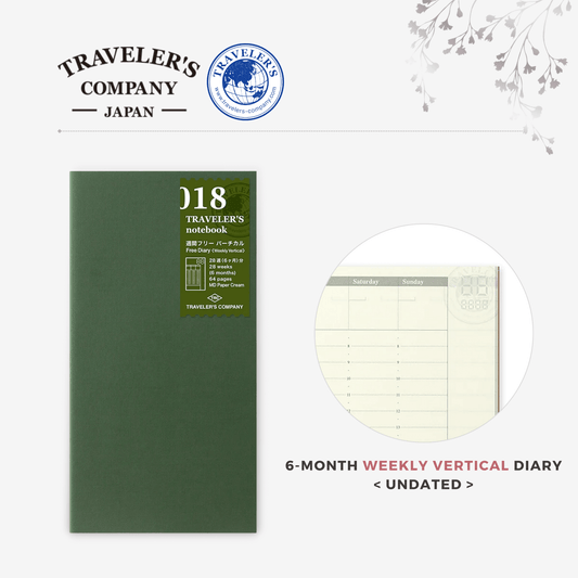 TRAVELER'S notebook Refill - Regular Size - 018 Free Weekly Vertical Planner