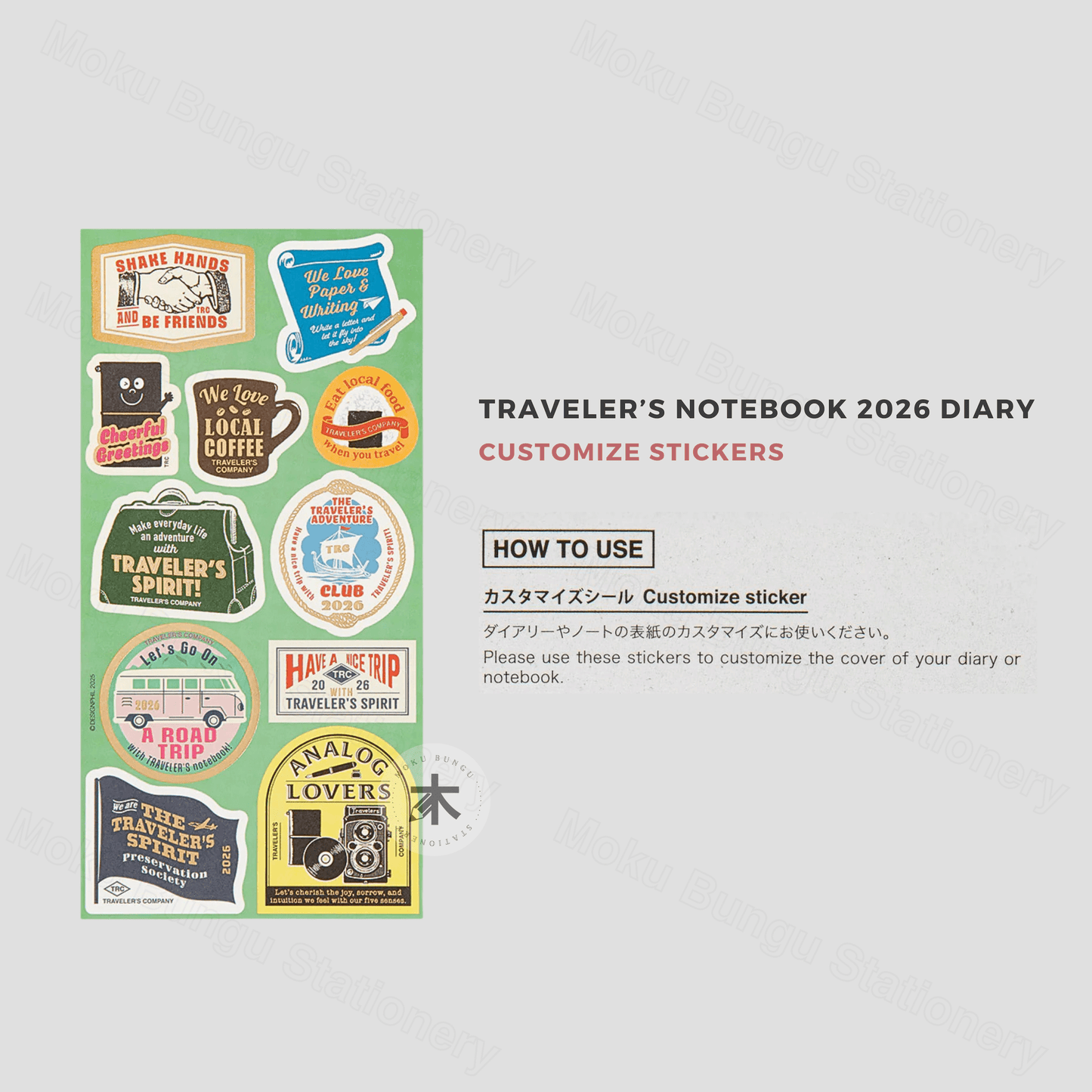 TRAVELER'S notebook Accessory - Regular & Passport Size - 2026 Diary - Sticker Set