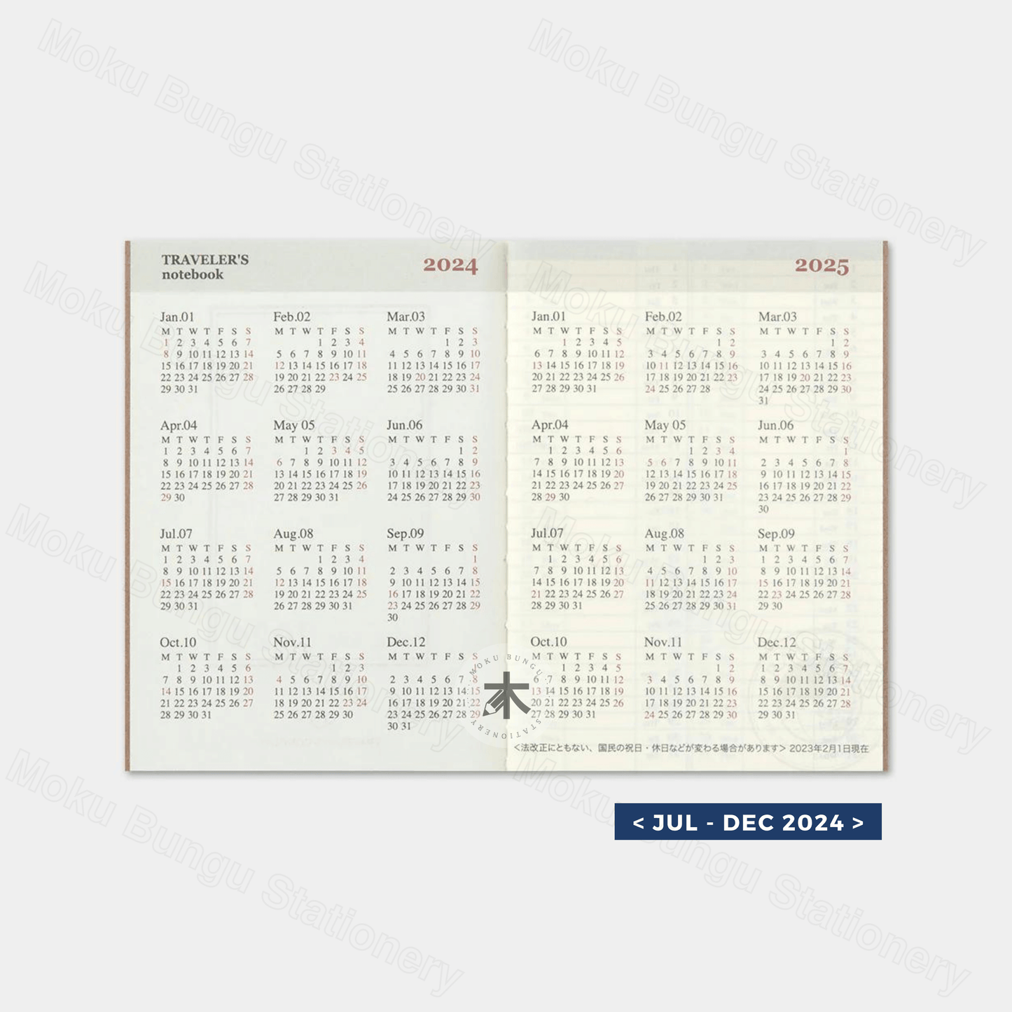 TRAVELER'S notebook Refill - Passport Size - 2024 Diary - Weekly Planner