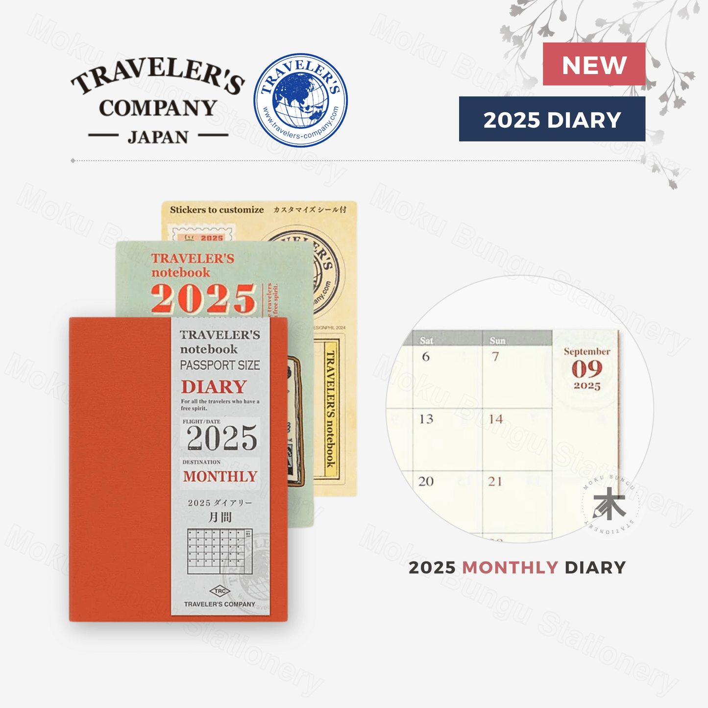 TRAVELER'S notebook Refill - Passport Size - 2025 Diary - Monthly Planner