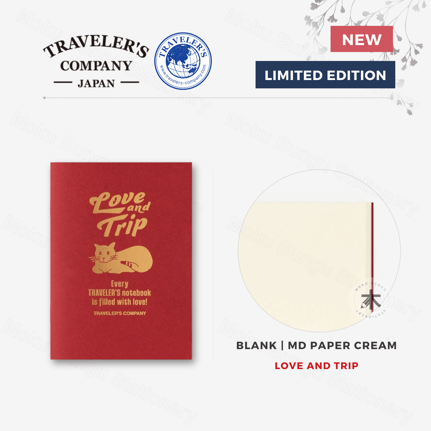 TRAVELER'S notebook Refill - Passport Size - Limited Edition - LOVE AND TRIP - MD Paper Cream - Blank