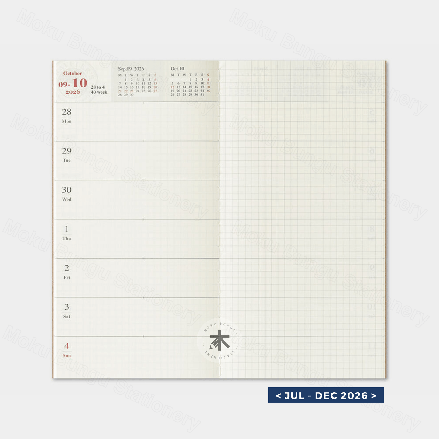 TRAVELER'S notebook Refill - Regular Size - 2026 Diary - Weekly + Memo Planner