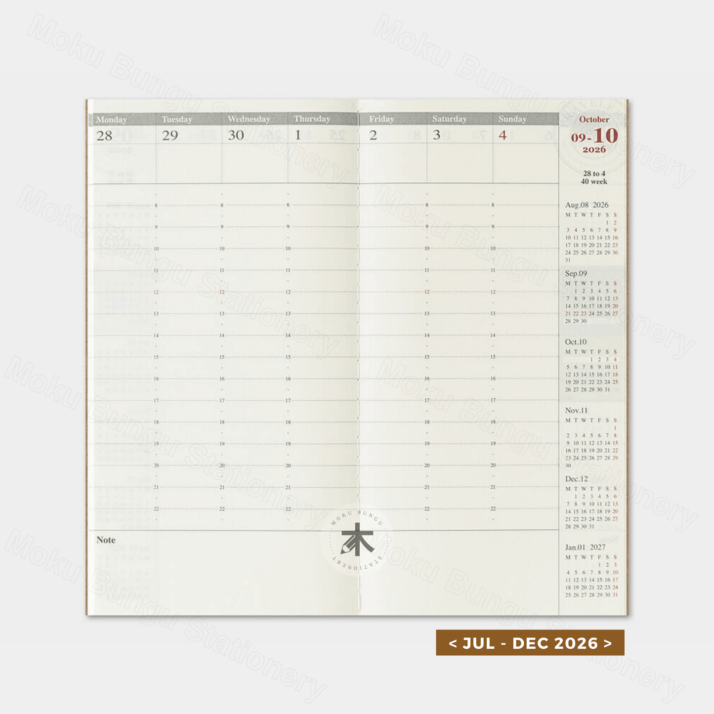 TRAVELER'S notebook Refill - Regular Size - 2026 Diary - Weekly Vertical Planner
