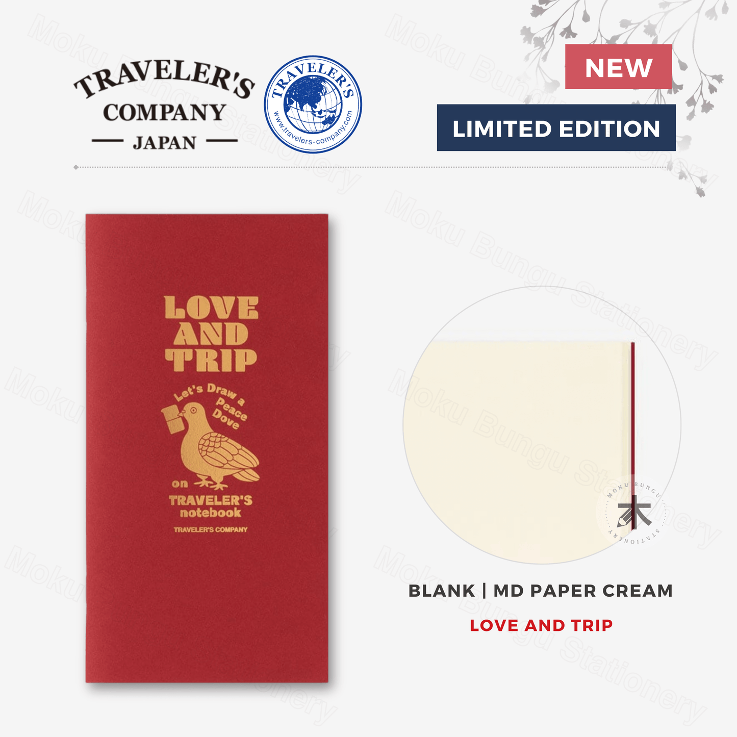 TRAVELER'S notebook Refill - Regular Size - Limited Edition - LOVE AND TRIP - MD Paper Cream - Blank