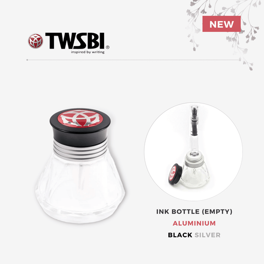 TWSBI Diamond 50 Ink Bottle (Empty) - Aluminium - Black Silver