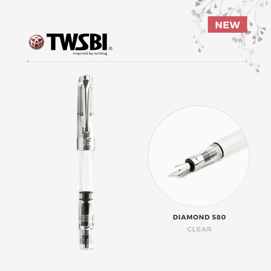 TWSBI Diamond 580 Fountain Pen - Clear - Fine Nib