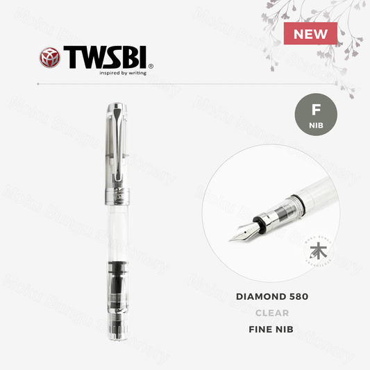 TWSBI Diamond 580 Fountain Pen - Clear - Fine Nib