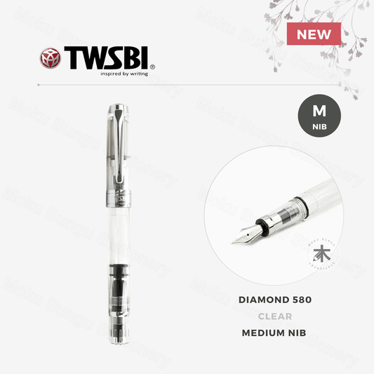 TWSBI Diamond 580 Fountain Pen - Clear - Medium Nib