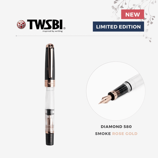 TWSBI Diamond 580 Fountain Pen - Smoke Rose Gold II - Fine Nib