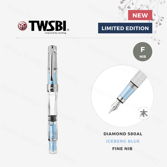 TWSBI Diamond 580AL Fountain Pen - Iceberg Blue - Fine Nib