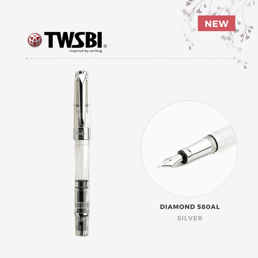 TWSBI Diamond 580AL Fountain Pen - Silver - Fine Nib