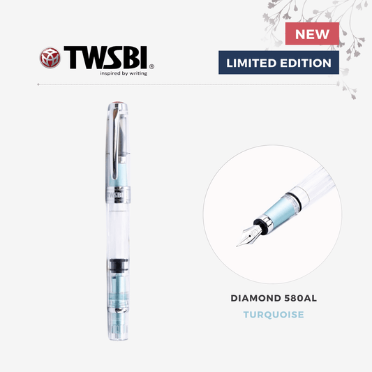 TWSBI Diamond 580AL Fountain Pen - Turquoise - Fine Nib