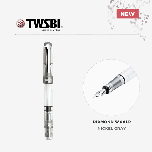 TWSBI Diamond 580ALR Fountain Pen - Nickel Gray - Fine Nib