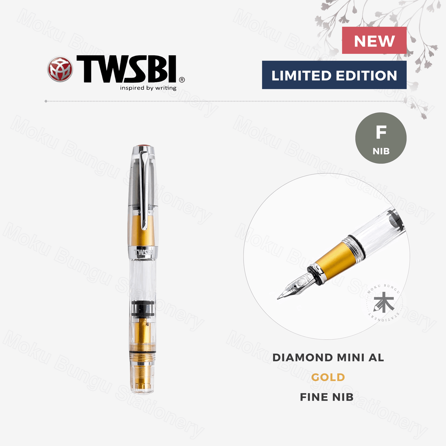 TWSBI Diamond Mini AL Fountain Pen - Gold - Fine Nib