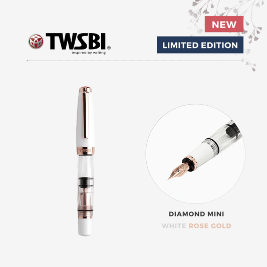 TWSBI Diamond Mini Fountain Pen - White Rose Gold II - Fine Nib