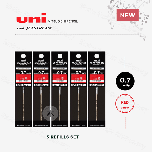 Uni Jetstream Multipen Ballpoint Ink Refill Set - D1 Type - 0.7mm - Red - SXR-200-07.15 (Set of 5)