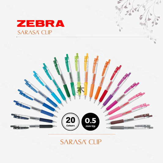 Zebra Sarasa Clip Gel Pen - 0.5mm - Single Pen (20 Colours Available)