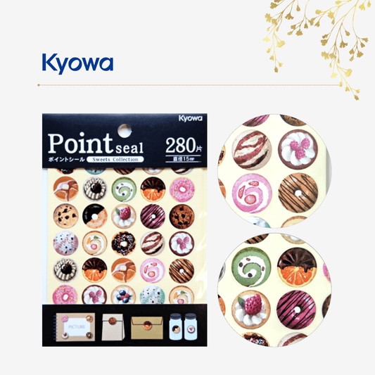 Kyowa - Point Seal - Decorative Round Stickers - Sweets Collection