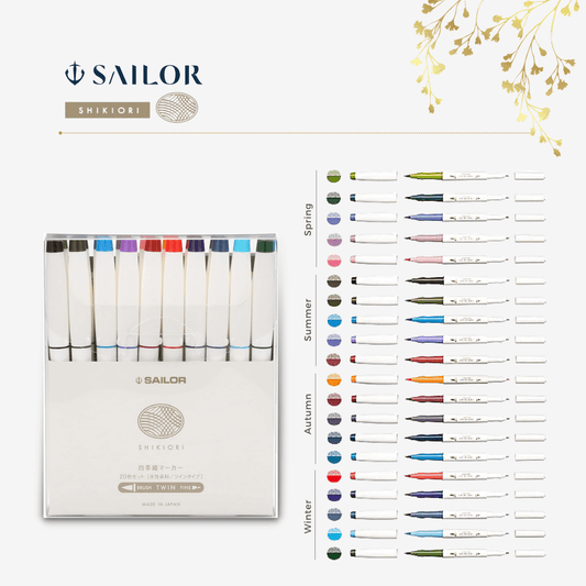 Sailor - Shikiori Four Seasons Double-sided Brush Pen - 20 Colour Set