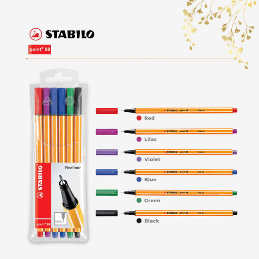 Stabilo - Point 88 Fineliners 0.4mm Assorted - 6 Pack