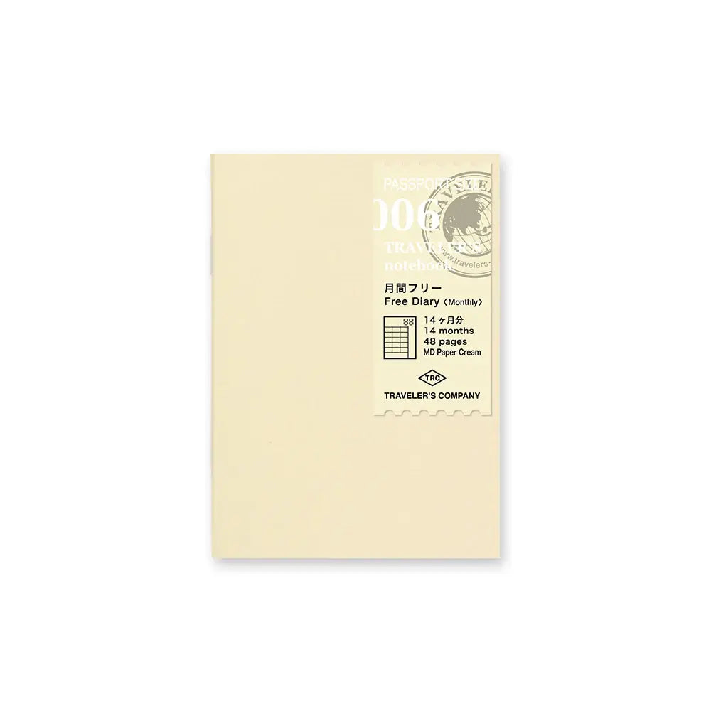 TRAVELER'S notebook Refill - Passport Size - 006 Free Monthly Planner