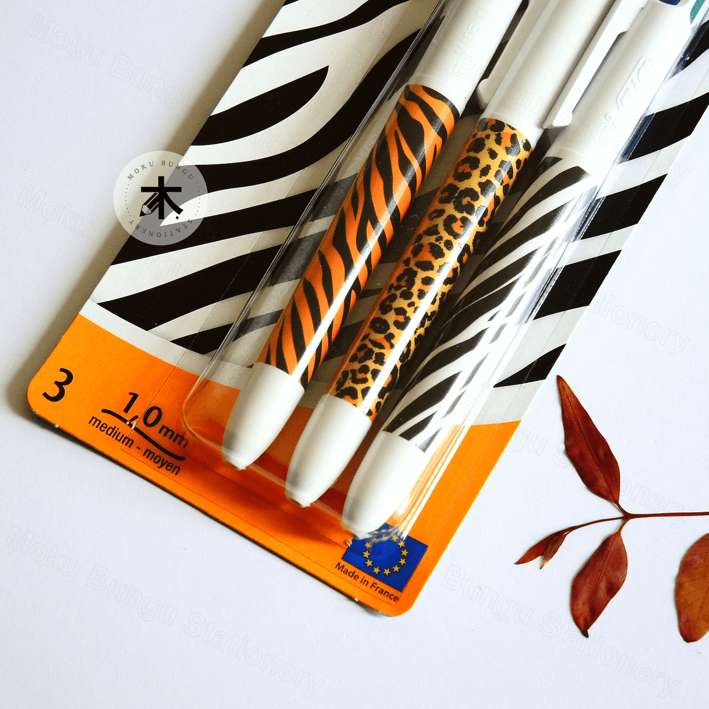 BIC - Limited Edition Animal Prints - 4 Colours Ballpoint Pens 1.0 mm - Pack of 3