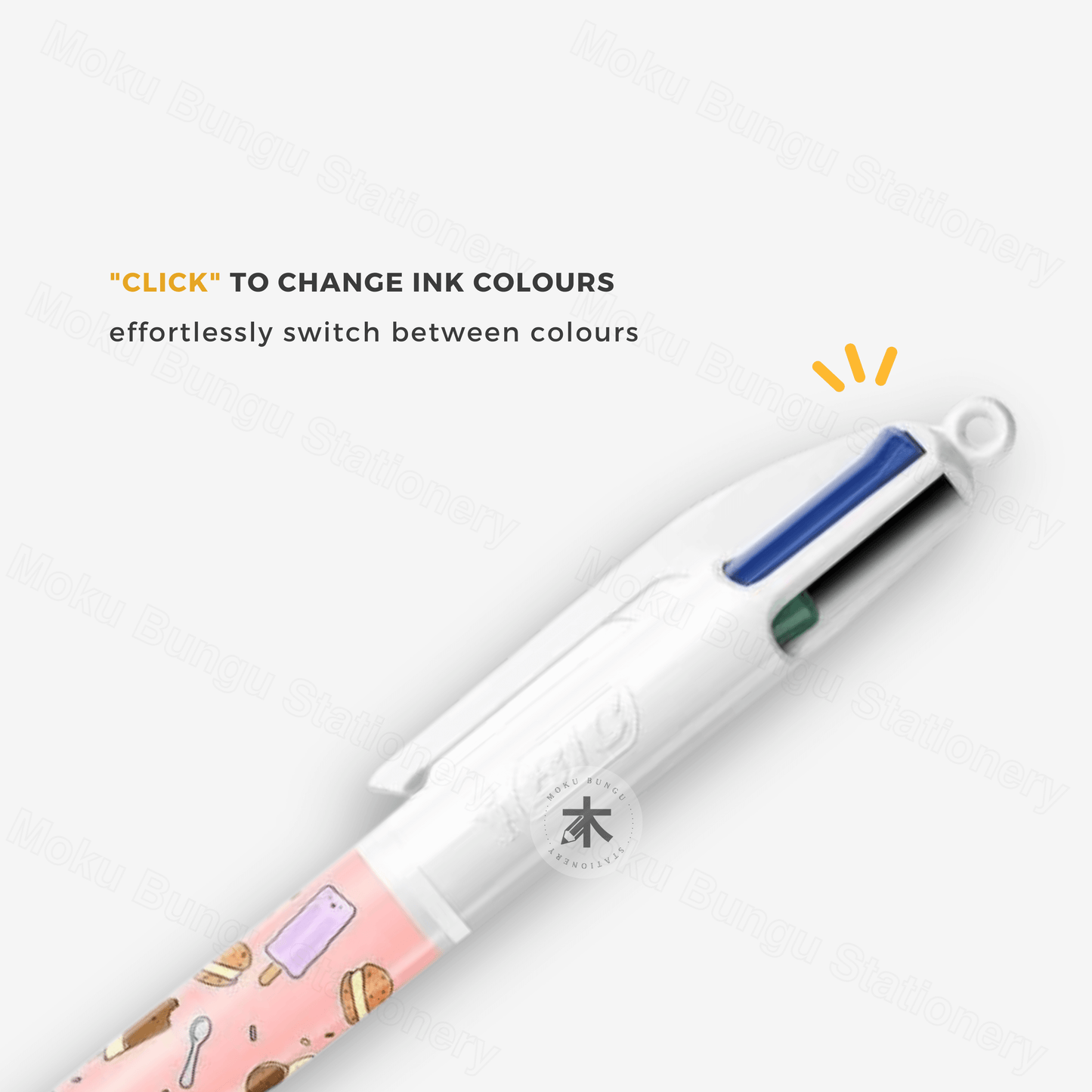 BIC - Limited Edition Cute Food - 4 Colours Ballpoint Pens 1.0 mm - Pack of 3