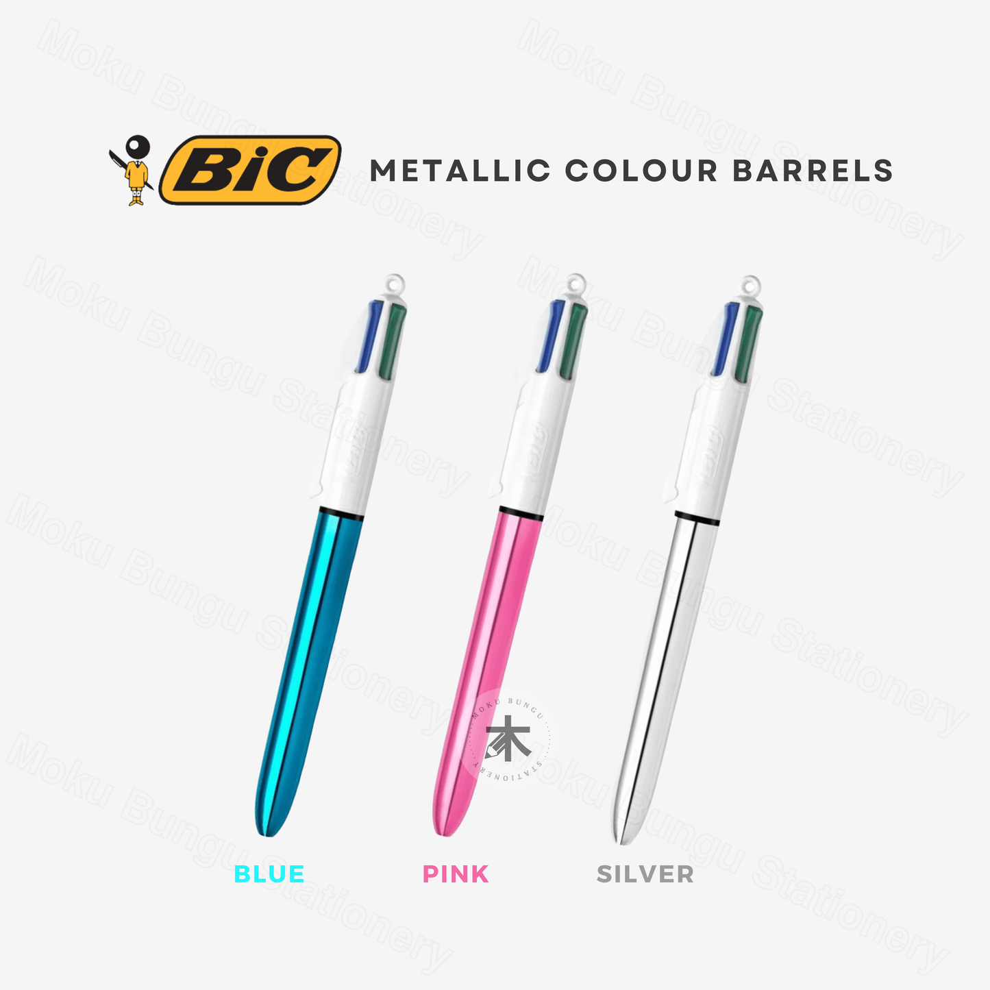 BIC - Limited Edition Shine Metallic Barrels - 4 Colours Ballpoint Pens 1.0 mm - Pack of 3