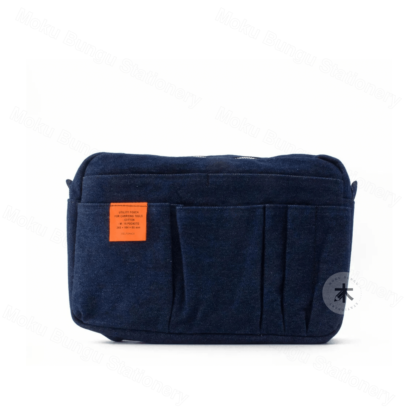 Delfonics - Utility Pouch - Inner Carrying Bag (M) - Dark Blue Denim x Orange